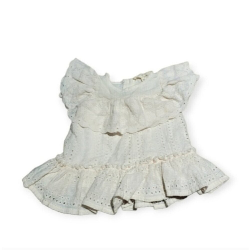 Jessica Eyelet Ruffled Dress Top White Pearl 12 Months